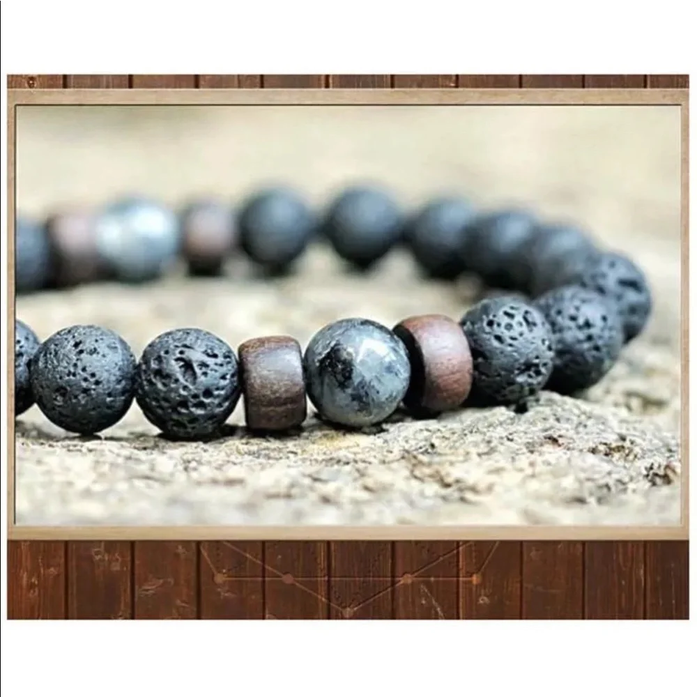 Arrived! Lava rock and labradorite/pyrite bracelet